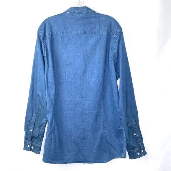 Asos Men's Chambray Denim Causal Button Down Collared Shirt Sz XXL - Picture 5 of 7